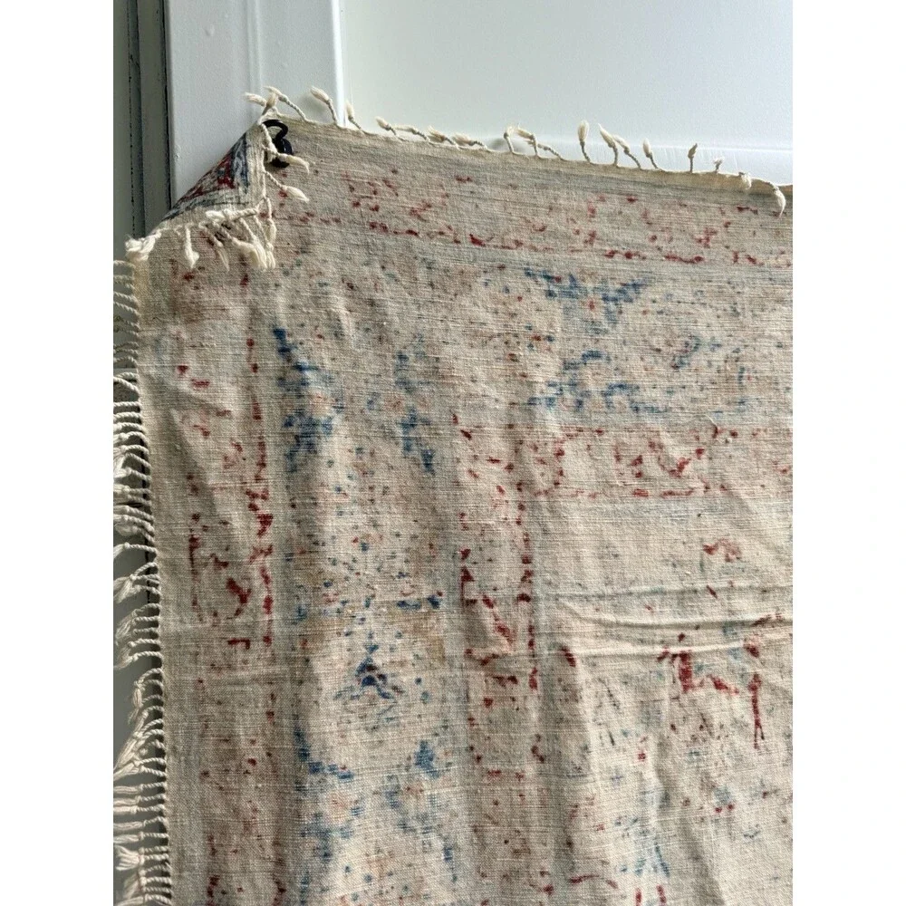 Antique Persian Fringed Cloth Tapestry Qajar Hunting & Polo Scene 52 X 52